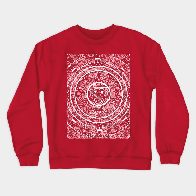 Aztec Calendar - white design Crewneck Sweatshirt by verde